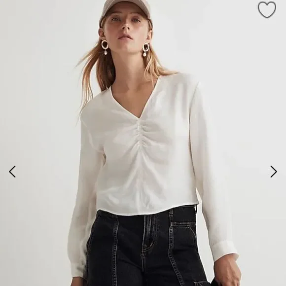 Madewell Brushed Ruched-Front Top - Picture 1 of 8